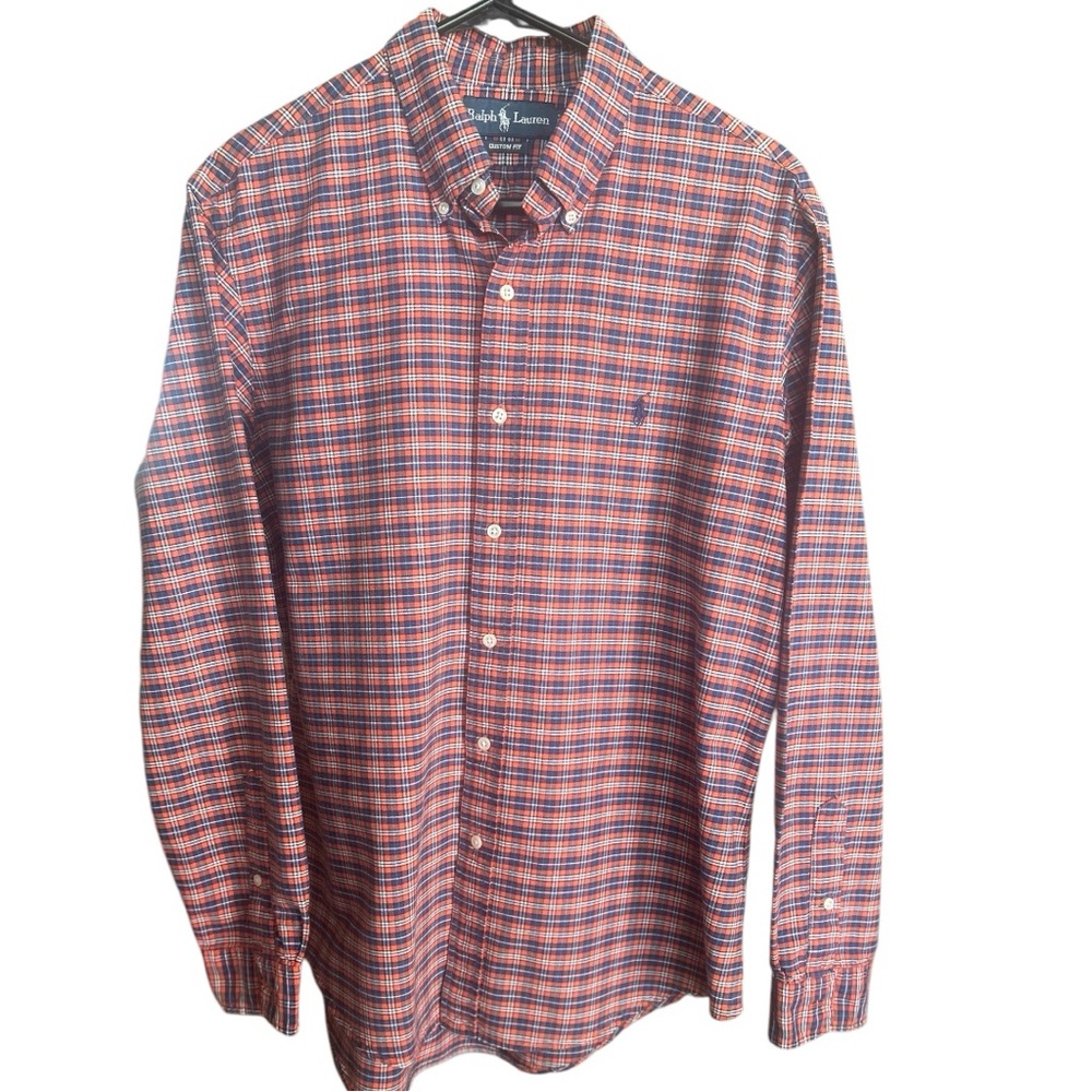 Ralph Lauren Men’s Large Custom Fit Long Sleeve Button Down Plaid Shirt